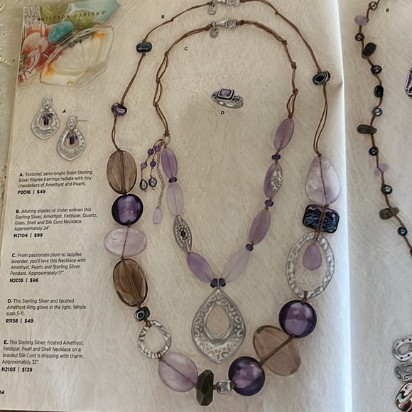 Silpada Amethyst, Sterling Silver, Shell and Cord Necklace - Picture 4 of 5